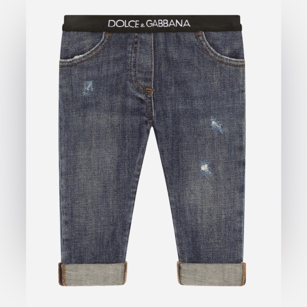 Dolce & Gabbana Stretch denim kids jeans with branded elastic size 2